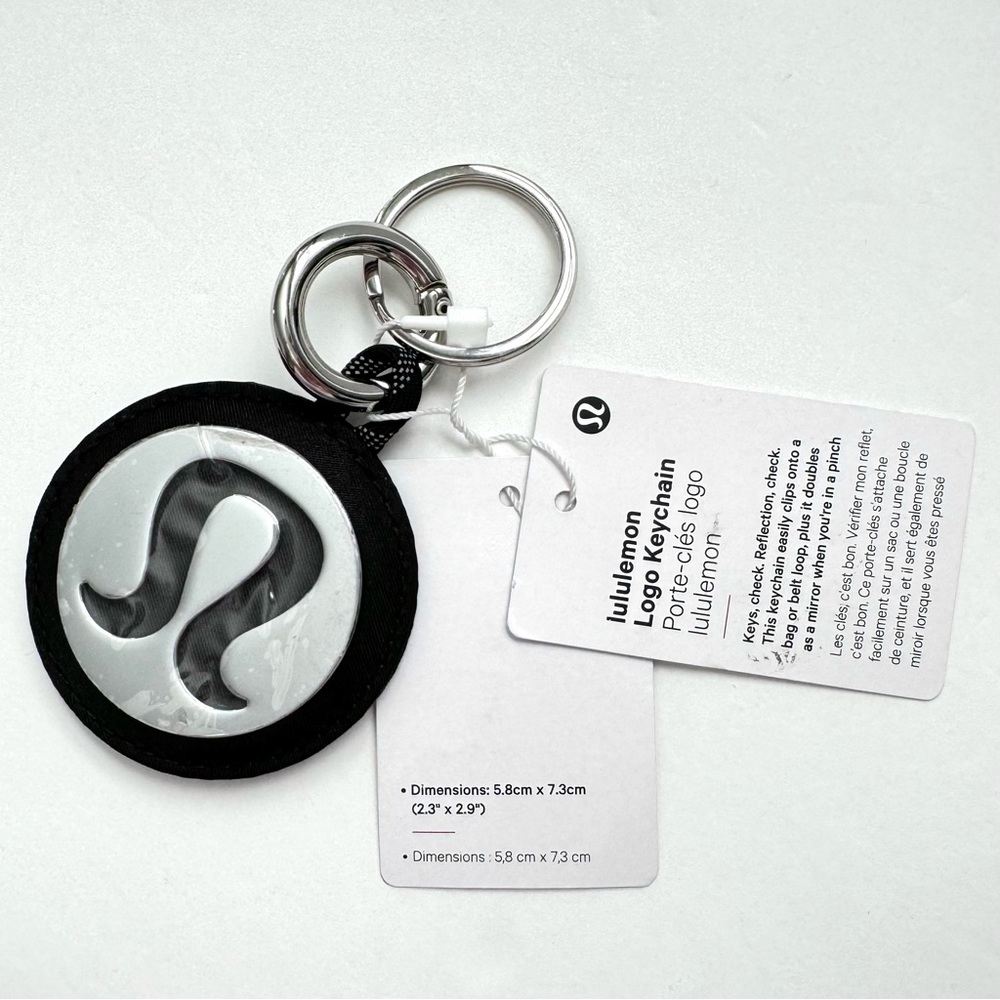 NWT Lululemon Unisex Logo Bag Charm & Keychain Silver/Black